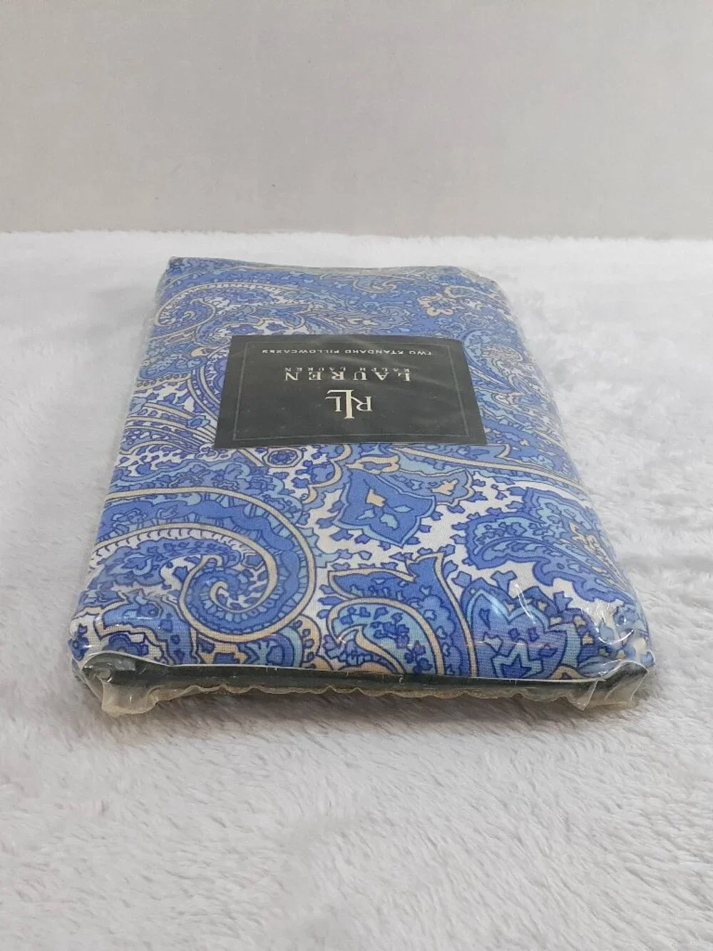 Lauren Ralph Lauren Standard Pillowcases Harbor View Paisley Periwinkle Vtg NOS